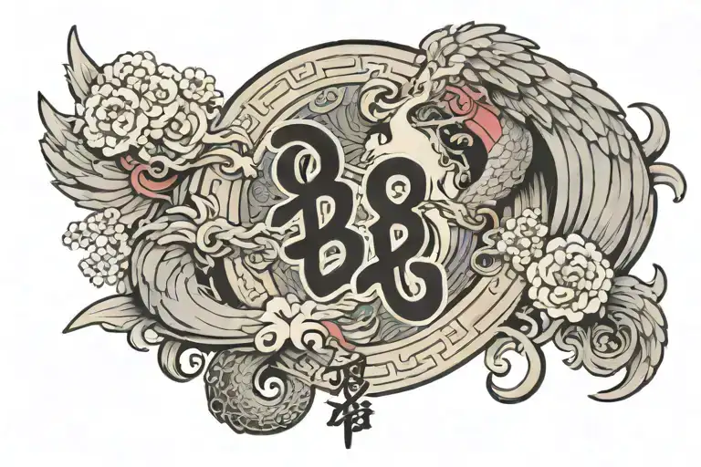 888 angel number tattoo design idea