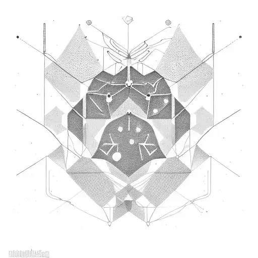 Delicate lines forming constellations and scientific symbols tattoo design idea