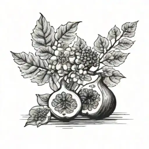 Create a tattoo showcasing the beauty of Sicilian land and Indian figs in a blackwork style tattoo design idea