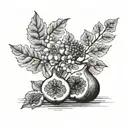Create a tattoo showcasing the beauty of Sicilian land and Indian figs in a blackwork style tattoo design idea