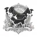 A tattoo representing the bond between a mother, father, two boys, and a border collie dog, symbolizing trust, love, and union tattoo design idea