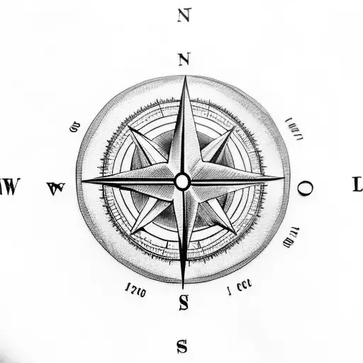 A minimalist tattoo of a compass with coordinates leading to Patagonia tattoo design idea