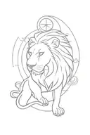 lion and clock tattoo design idea