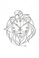 lion and clock tattoo design idea