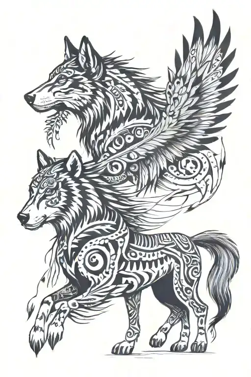 can you create a tattoo,of the spirit animals the Cherokee tribes tattoo design idea