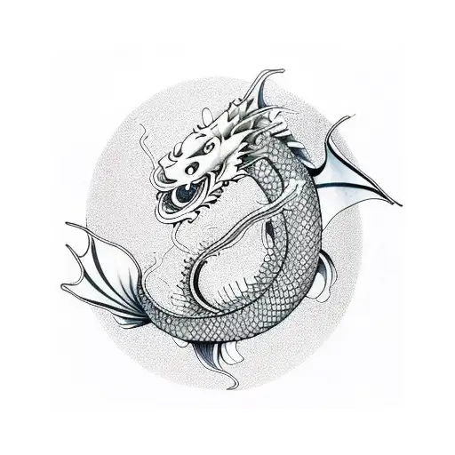 Dragon and koi fish tattoo design idea