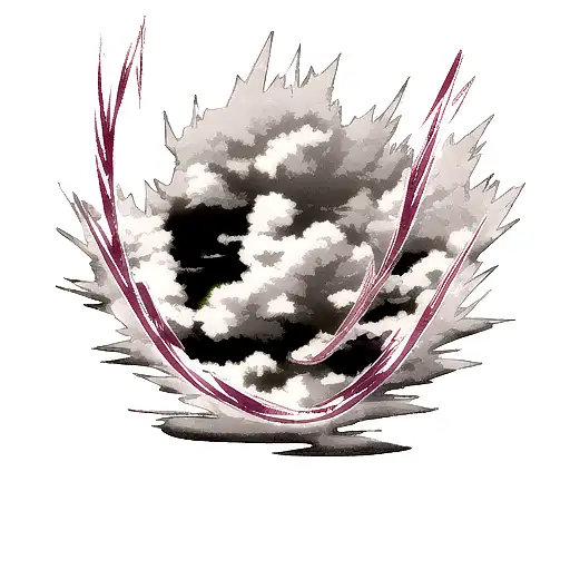 A storm cloud with words swirling inside tattoo design idea