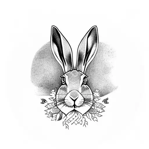 hare in a forest  tattoo design idea