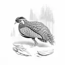 pheasant in a forest  tattoo design idea