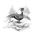 pheasant in a forest  tattoo design idea