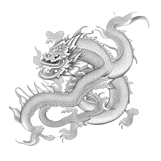 Japaneese dragon with koi carp tattoo design idea