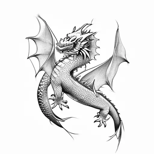 dragon dancing with koi carp tattoo design idea