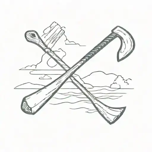 HATCHET AND OAR tattoo design idea