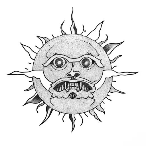 A sun with surfboards as rays tattoo design idea