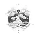 A digital marketing graph transforming into a wave tattoo design idea