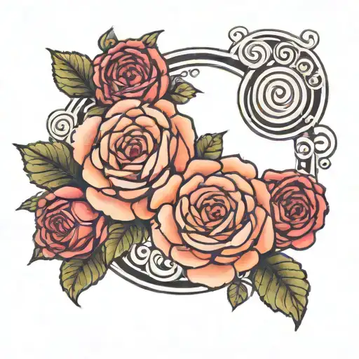 zen circle Yorkshire rose  tattoo design idea