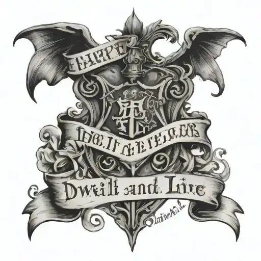 Harry Potter theme with the quote "it does not do to dwell on dreams and forget to live" tattoo design idea