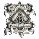 Harry Potter theme with the quote "it does not do to dwell on dreams and forget to live" tattoo design idea