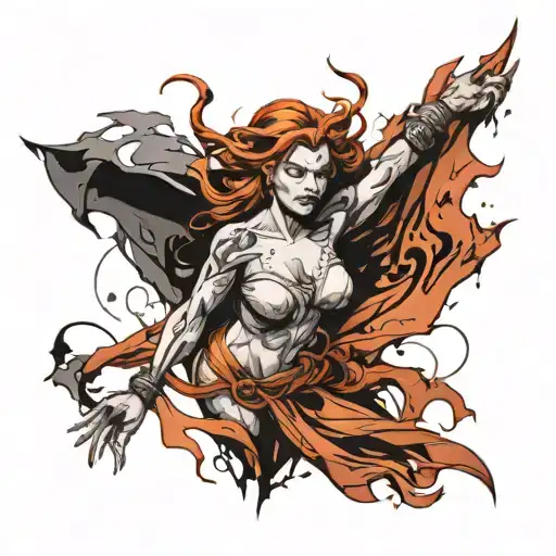 A mythological female character who is strong, free, who breaks off, symbolizes transformation and change tattoo design idea