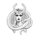 goddess with snake chalice  tattoo design idea