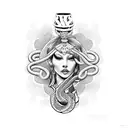 goddess with snake chalice  tattoo design idea