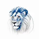 a lion with blue eyes and dreadlocks  in love with a ram with miedum blond hair and blue eyes tattoo design idea