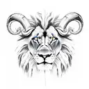 a lion with blue eyes and dreads in love with a ram with miedum blond hair and blue eyes tattoo design idea