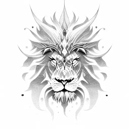 Bloody Demon Lion tattoo design idea