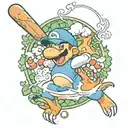 Mario base ball field where charizard is throwing a fire ball pitch to bulbasaur who is holding a bat in his vines tattoo design idea
