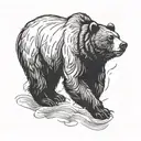 Bear silhouette walking, looking in the left tattoo design idea