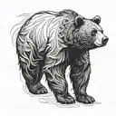 Bear silhouette walking, looking in the left tattoo design idea