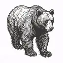 Bear silhouette walking, looking in the left tattoo design idea