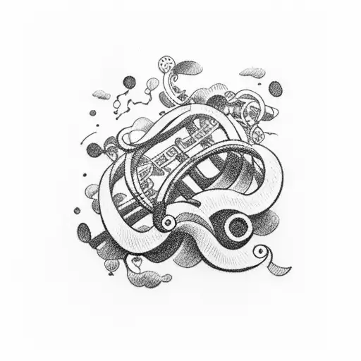 roller coaster and music notes tattoo design idea