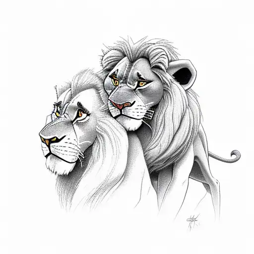 lion king simba and mufasa tattoo design idea