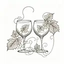 Two wine glasses with ivy around them in the shape of a heart  tattoo design idea