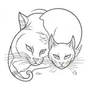 two cats, one lying down tattoo design idea