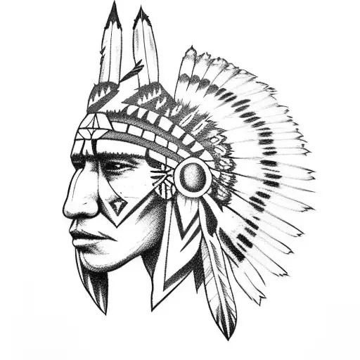 native American with arrowhead  tattoo design idea