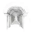 roman architecture pillars and vines tattoo design idea