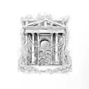 roman architecture pillars and vines tattoo design idea