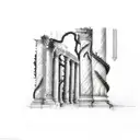 roman architecture pillars and vines tattoo design idea