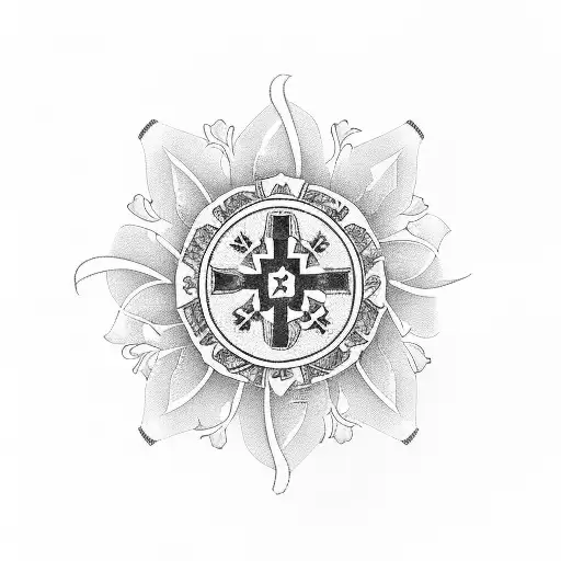 A paramedic symbol surrounded by blooming flowers, representing the client's dedication to emergency medical services and the beauty of saving lives tattoo design idea