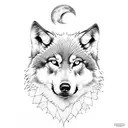 wolf and moon tattoo design idea