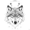 wolf and moon tattoo design idea