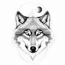 wolf and moon tattoo design idea