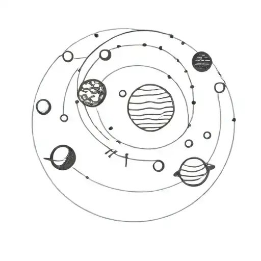 the solar system with all our plants orbiting the sun  tattoo design idea