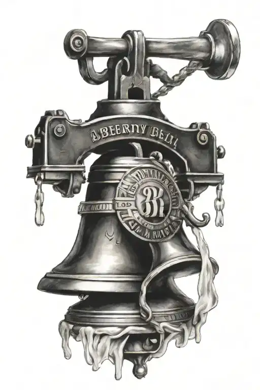 liberty bell and philly sports logos intertwined tattoo design idea