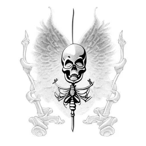 cupid skeleton tattoo design idea