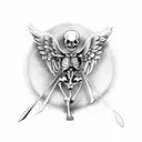 cupid skeleton tattoo design idea