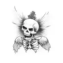 cupid skeleton tattoo design idea