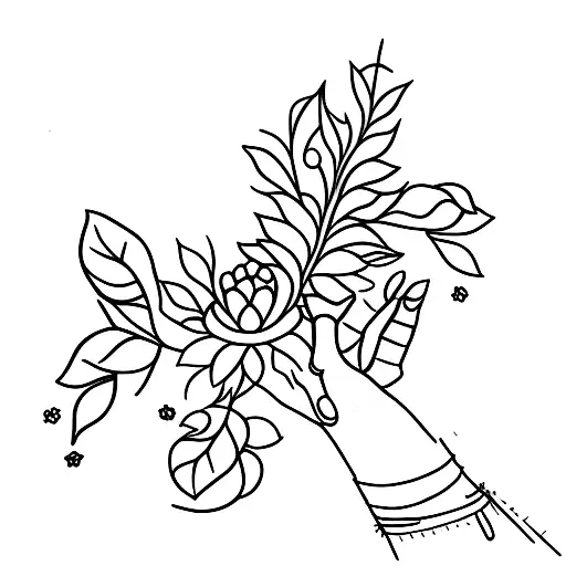 vine wrapped around wrist/hand with flowers and aces of spaids  tattoo design idea